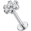 Titane Labret Fleur en Cristaux Scintillants Filetage Interne