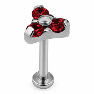 Titanium Labret Three Crystal Trinity Cluster Internally Threaded