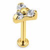 Titanium Labret Three Crystal Trinity Cluster Internally Threaded