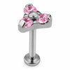 Titanium Labret Three Crystal Trinity Cluster Internally Threaded