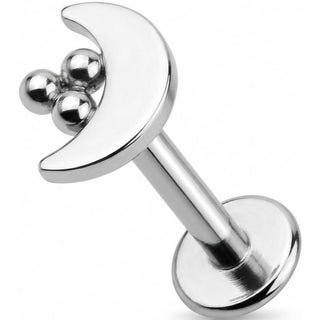 Titane Labret Croissant De Lune Et Trio Billes Filetage Interne