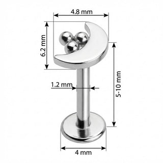 Titane Labret Croissant De Lune Et Trio Billes Filetage Interne