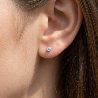 Titanium Earring Bezel Set Clear Crystal
