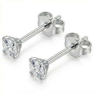 Titanium Earring Round Crystal Four Prong
