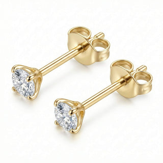 Titanium Earring Round Crystal Four Prong
