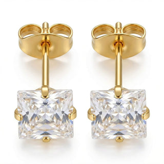 Titanium Earring Square Prong Set Gemstone