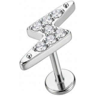 Titane Labret Éclair Pavé de Cristaux Filetage Interne