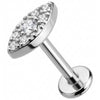 Titane Labret Forme Marquise Pavée de Cristaux Filetage Interne