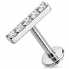 Titane Labret Barre Ornée Cinq Cristaux Filetage Interne