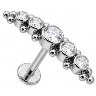 Titane Labret Arc de Cristaux et Billes Filetage Interne