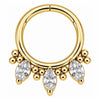 Titanium Ring Triple Marquise Beaded Crown Clicker