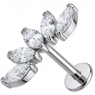 Titane Labret Vigne Courbée Cinq Marquises Filetage Interne