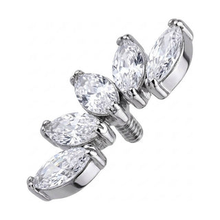 Titanium Top Marquise Zirconia Vine Cluster Internally Threaded