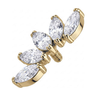 Titanium Top Marquise Zirconia Vine Cluster Internally Threaded