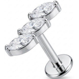 Titane Labret Arc Triple Cristal Marquise Filetage Interne