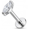 Titane Labret Cristal Clair Taille Marquise Filetage Interne