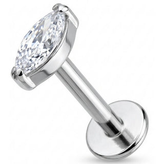 Titane Labret Cristal Clair Taille Marquise Filetage Interne