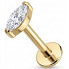 Titane Labret Cristal Clair Taille Marquise Filetage Interne