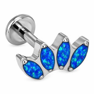 Titanium Labret Marquise Opal Crown Fan Internally Threaded