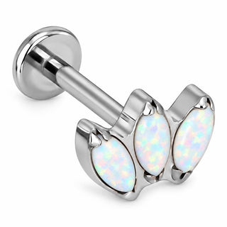 Titanium Labret Triple Opal Fan Internally Threaded