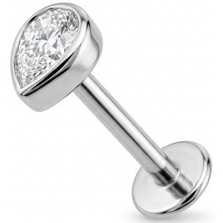 Titane Labret Cristal Goutte Serti Clos Filetage Interne