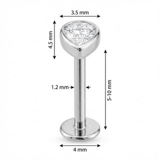 Titane Labret Cristal Goutte Serti Clos Filetage Interne