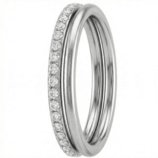 Titanium Ring Double Band Pave Gemstones Clicker