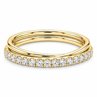 Titanium Ring Double Band Zirconia Row Clicker