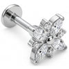 Titane Labret Fleur Cristaux Marquise Éclatante Filetage Interne