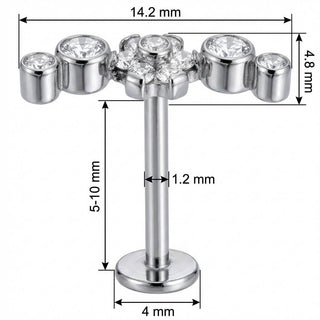 Titane Labret Arc Floral Cristaux Scintillants Filetage Interne