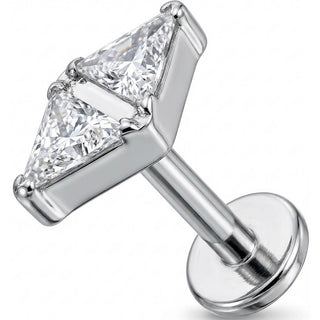 Titane Labret Nœud Papillon Double Triangle Filetage Interne