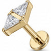 Titane Labret Nœud Papillon Double Triangle Filetage Interne