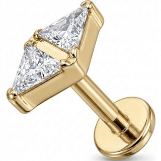Titane Labret Nœud Papillon Double Triangle Filetage Interne