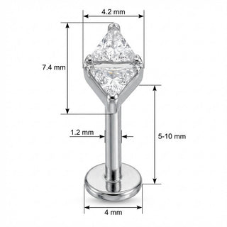 Titane Labret Nœud Papillon Double Triangle Filetage Interne