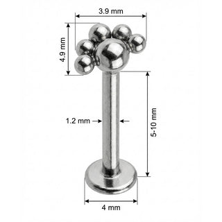Titane Labret Cluster Éventail Perlé Filetage Interne