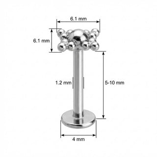 Titane Labret Motif Croix Boules Cluster Filetage Interne