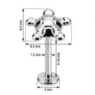 Titane Labret Petite Tortue de Mer Filetage Interne