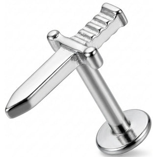Titane Labret Embout Motif Poignard Stylisé Filetage Interne