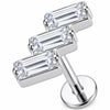 Titanium Labret Triple Baguette Crystal Cluster Internally Threaded