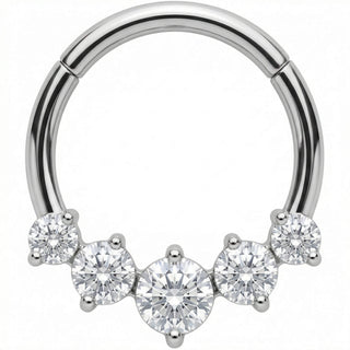 Titanium Ring Five Stone Arc Clicker