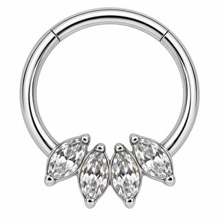 Titanium Ring Four Marquise Stones Crown Clicker