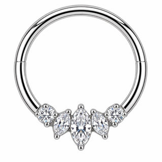 Titanium Ring Marquise And Round Stone Cluster Clicker