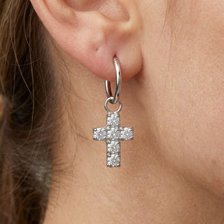 Titanium Attachment Cross With Clear Stones