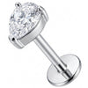 Titane Labret Cristal Clair Forme Poire Filetage Interne