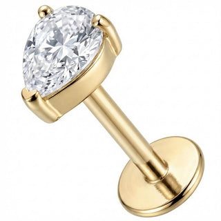 Titane Labret Cristal Clair Forme Poire Filetage Interne