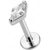 Titane Labret Cristal Losange Clair Filetage Interne