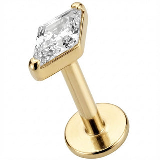Titane Labret Cristal Losange Clair Filetage Interne