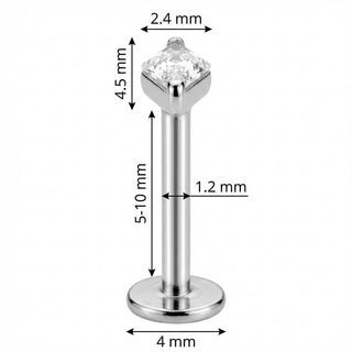 Titane Labret Cristal Losange Clair Filetage Interne