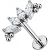 Titane Labret Arc Cristaux Marquise Et Billes Filetage Interne