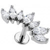 Titane Labret Arc Courbé Cristaux Marquise Filetage Interne